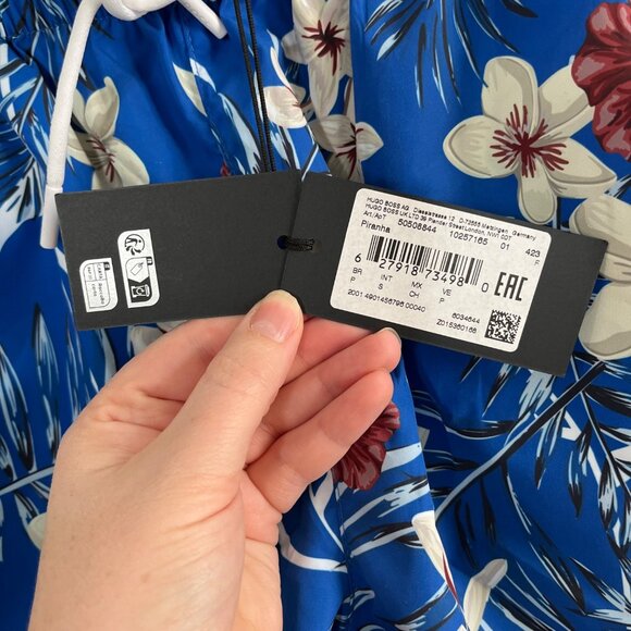 Boss Beach Mens Piranha Blue Floral Swim Trunks Small - Picture 5 of 9